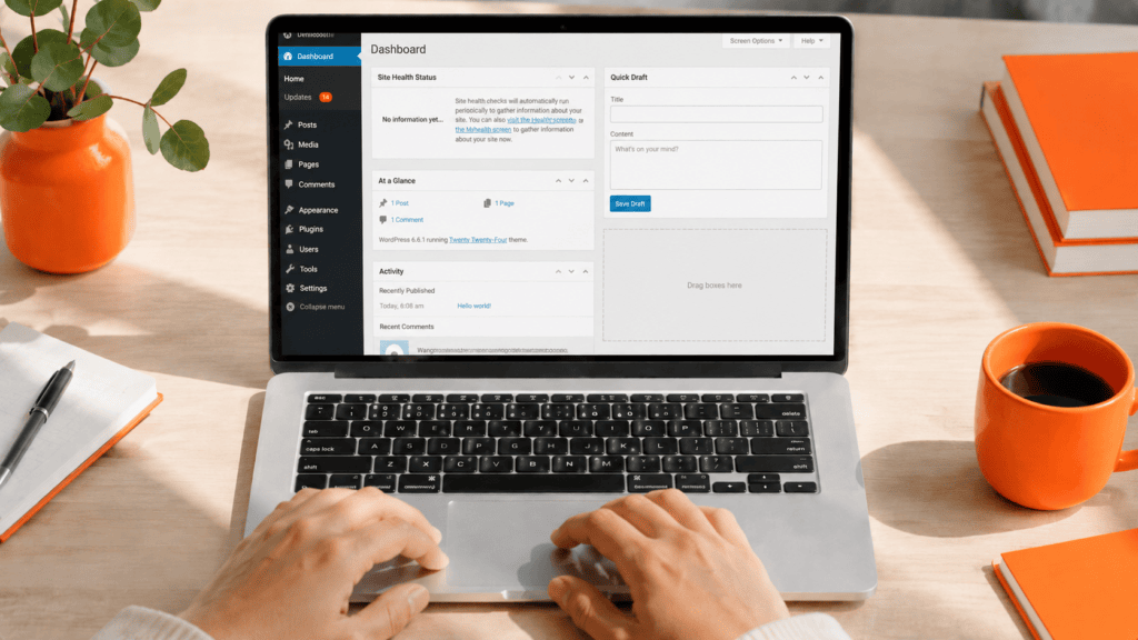WordPress admin sidebar showing the Updates menu item with a double-digit orange notification badge.