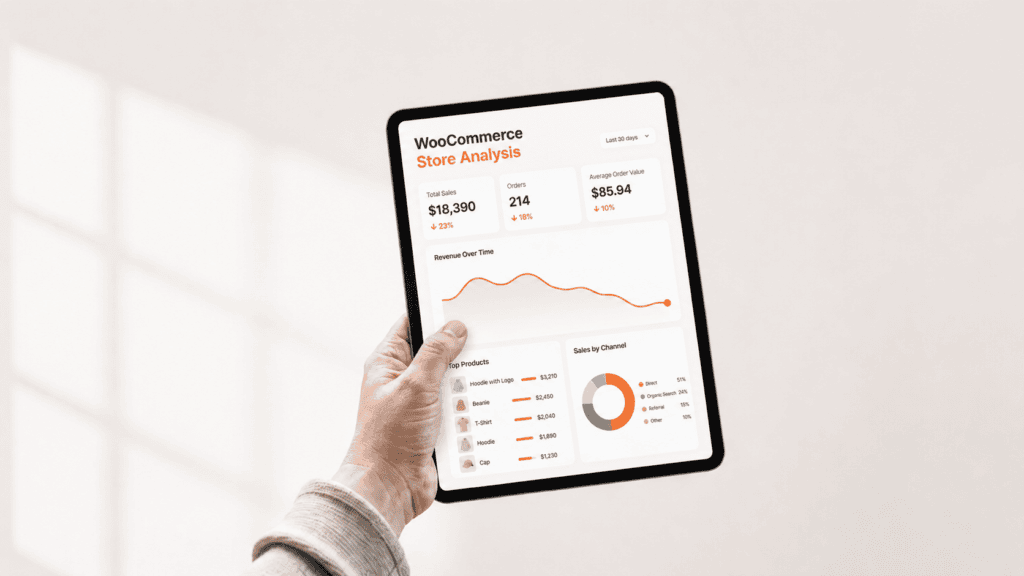 Tablet displaying a steeply rising orange line chart representing the 42% increase in WordPress vulnerabilities in 2025.
